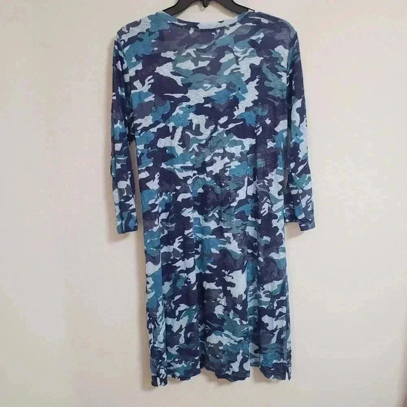 David Cline Studded V-Neck Blue Camo Dress - Picture 2 of 5